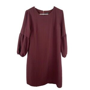 Ann Taylor Elegant Red Maroon Long Balloon Sleeve Dress Size 4